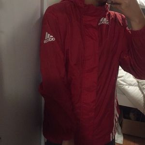 Men’s red adidas windbreaker rain coat size large